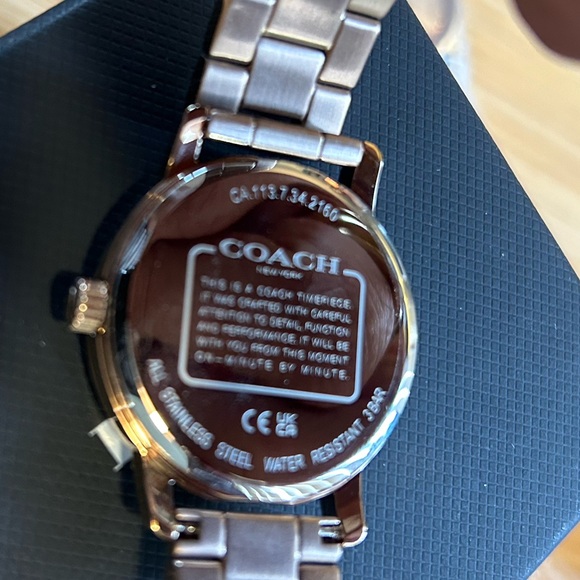 Coach Grand RoseGold Tone Watch With 36mm Face With Row of Multicolored Crystals - Picture 3 of 6